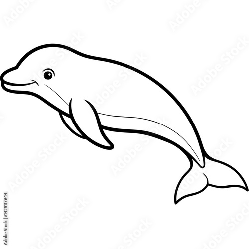 Beluga Whale One Line Drawing Vector Art