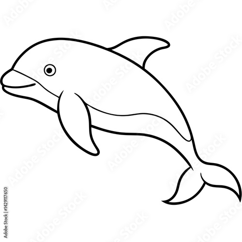 Beluga Whale One Line Drawing Vector Art