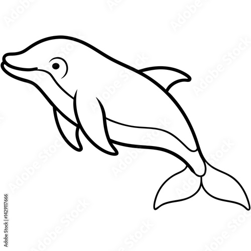 Beluga Whale One Line Drawing Vector Art