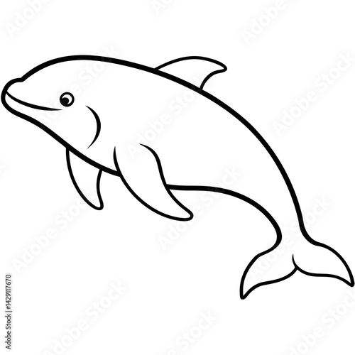 Beluga Whale One Line Drawing Vector Art
