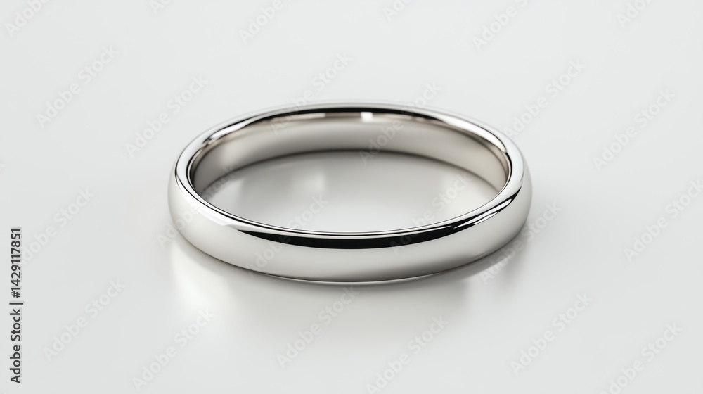 Ultra-thin silver ring with high-shine surface, isolated on white background Ultra-thin silver ring with high-shine surface, isolated on white background
