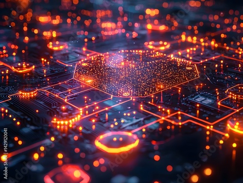 Vibrant lab with glowing holographic displays of deep learning algorithms and interconnected data nodes