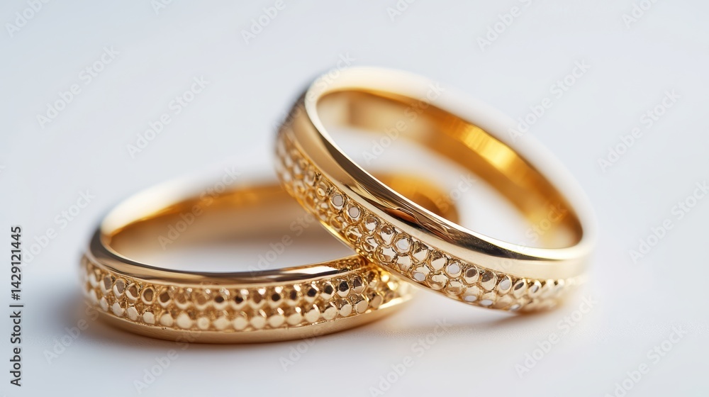 Slim gold stacking rings with clean edges, isolated on white background Slim gold stacking rings with clean edges, isolated on white background
