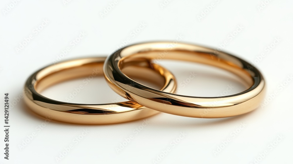 Slim gold stacking rings with clean edges, isolated on white background Slim gold stacking rings with clean edges, isolated on white background
