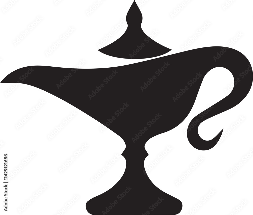 Fototapeta premium jinee lamp logo design silhouette style vector minimal vector art illustration on a white background