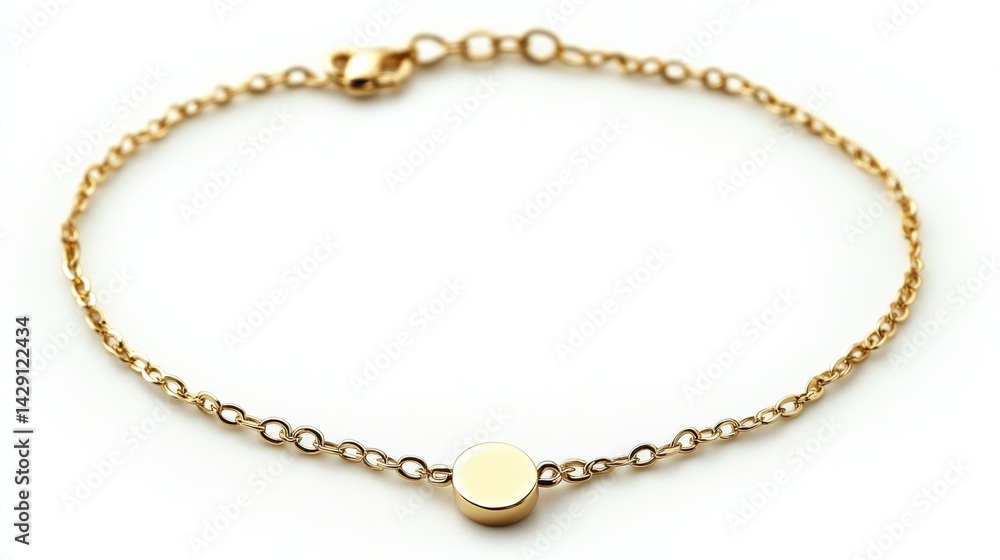 Minimal gold choker with floating dot charm, isolated on white background Minimal gold choker with floating dot charm, isolated on white background