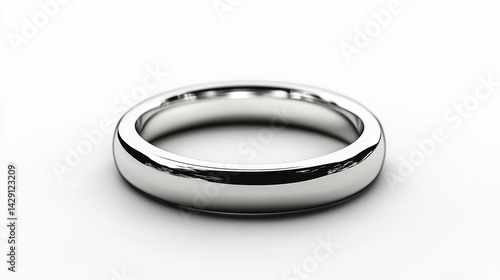 Ultra-thin silver ring with concave top, isolated on white background