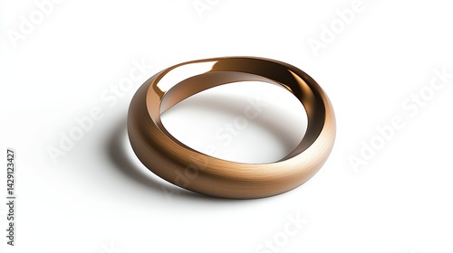 Minimal open circle ring with asymmetrical curve, isolated on white background