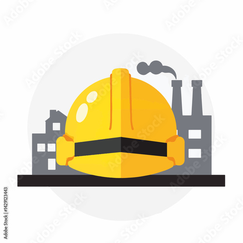 Construction helmet symbolizing safety in an industrial environment  