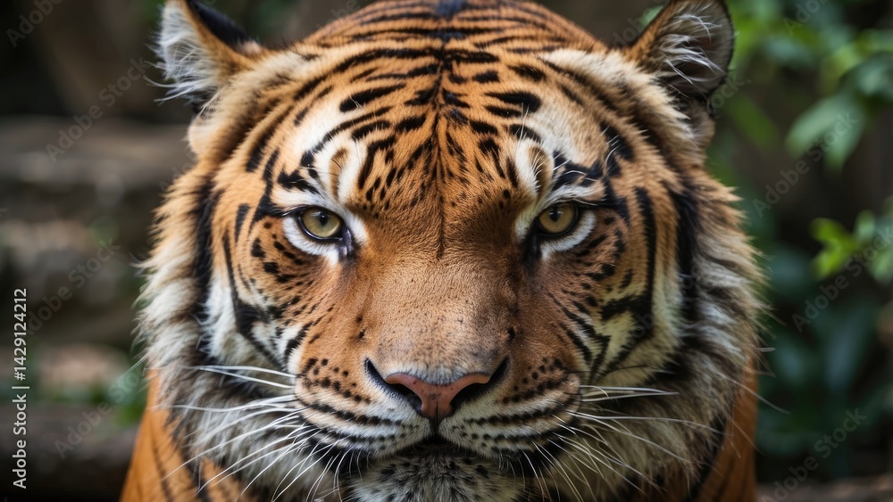 Fototapeta premium Close-Up Portrait of a Fierce Bengal Tiger in the Wild