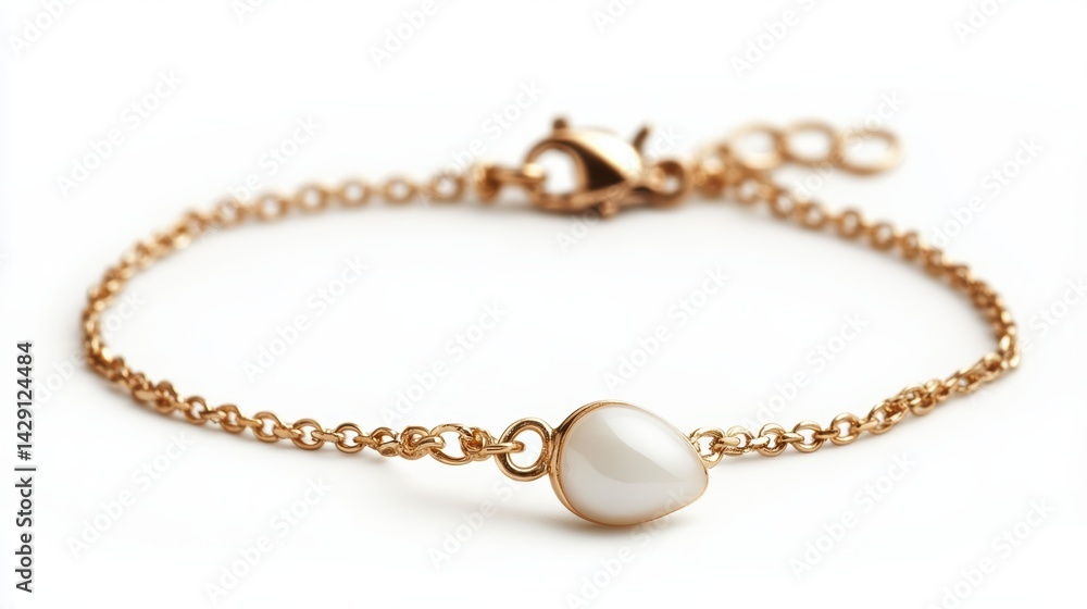 Tiny teardrop charm bracelet with clean clasp, isolated on white background Tiny teardrop charm bracelet with clean clasp, isolated on white background