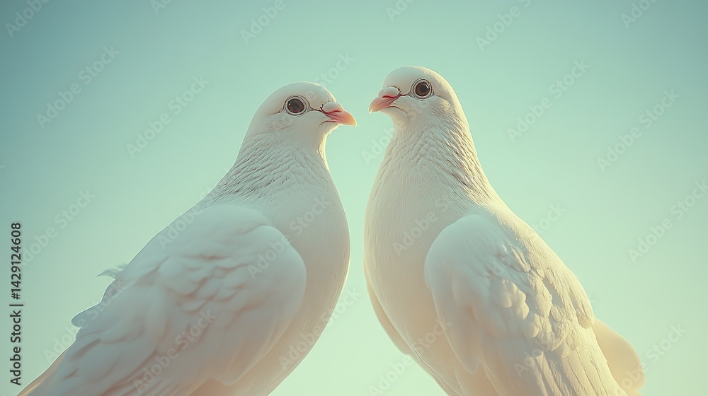 Fototapeta premium sky funeral background with white dove copy space for text
