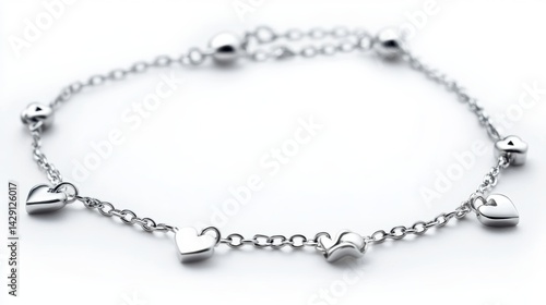 Wallpaper Mural Delicate charm anklet in silver with minimalist icons, isolated on white background Torontodigital.ca