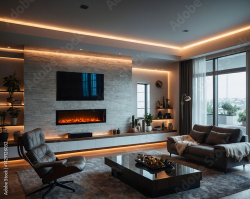 living room with fireplace