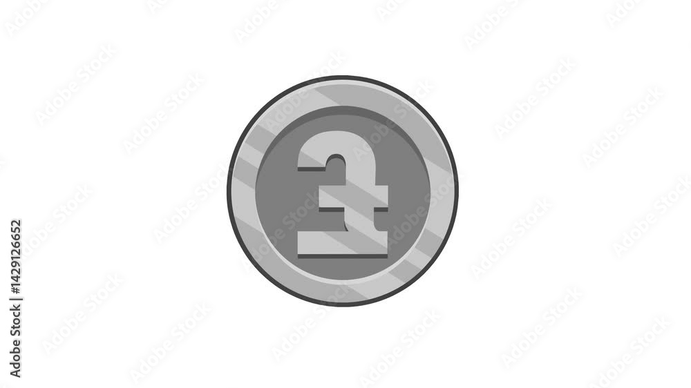 British pound symbol inside a spinning grey coin. Minimal, clean looped animation with layered gray tones. Perfect for finance, economy, currency, banking, and fintech visuals. Alpha channel. British pound symbol inside a spinning grey coin. Minimal, clean looped animation with layered gray tones. Perfect for finance, economy, currency, banking, and fintech visuals. Alpha channel.