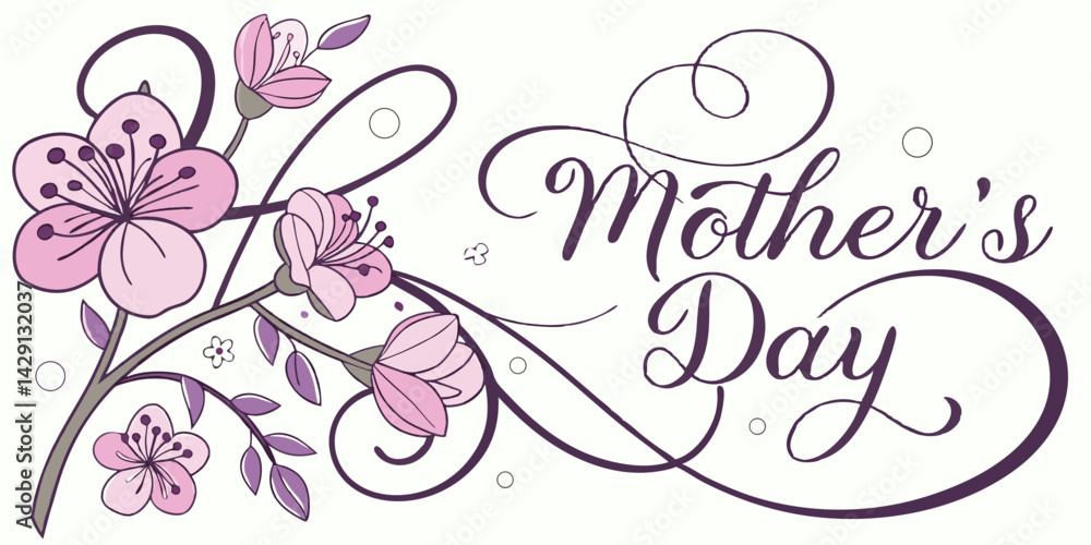 Elegant Mothers Day Floral Design Perfect for Greeting Cards and Branding Elegant Mothers Day Floral Design Perfect for Greeting Cards and Branding