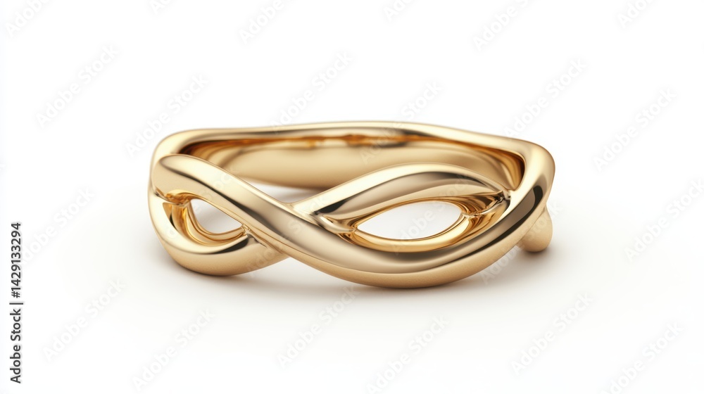 Clean X-ring in yellow gold with modern curves, isolated on white background Clean X-ring in yellow gold with modern curves, isolated on white background