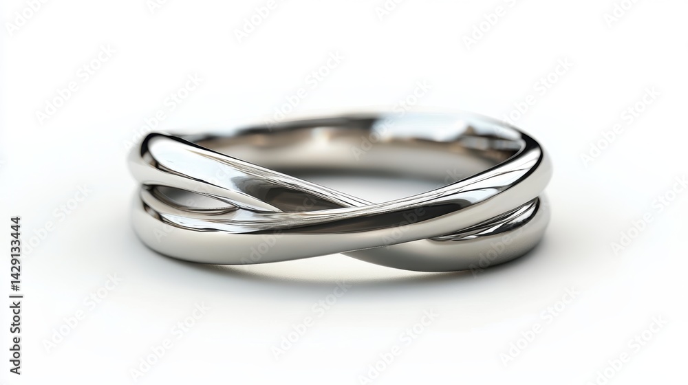 Slim silver ring with diagonal cutout, isolated on white background Slim silver ring with diagonal cutout, isolated on white background
