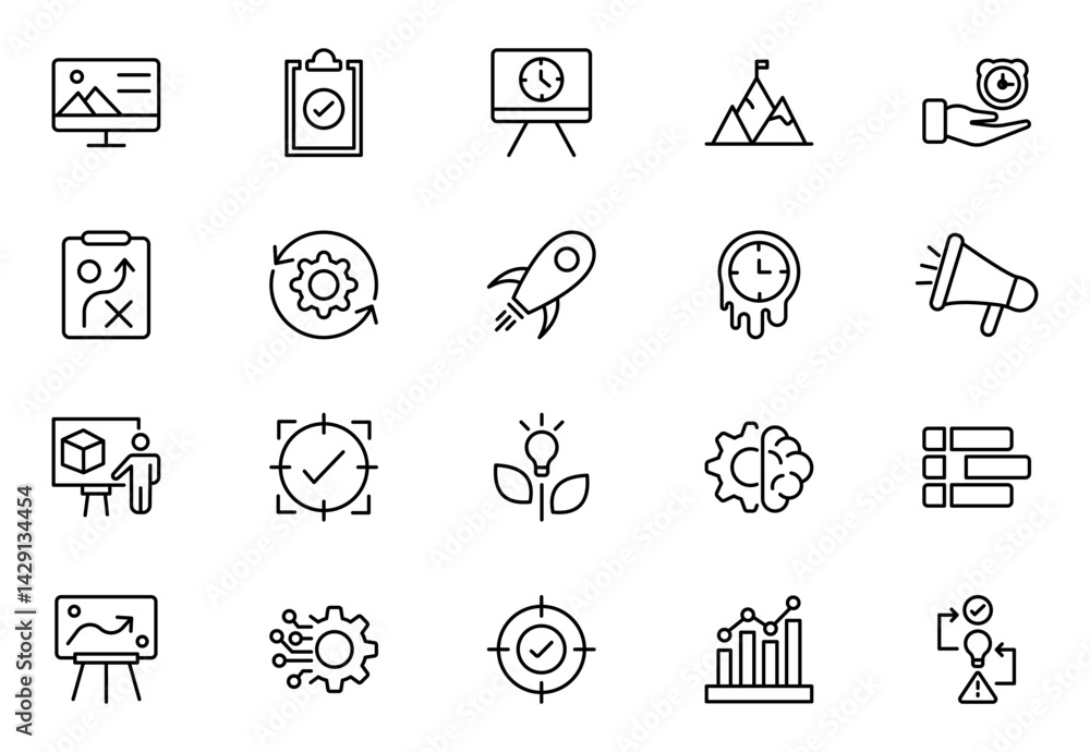 Project Management Line Icon Set. contains such icons as Project Plan, Time Management, Task List, Schedule, Collaboration, Cost Management, Risk Management Project Management Line Icon Set. contains such icons as Project Plan, Time Management, Task List, Schedule, Collaboration, Cost Management, Risk Management