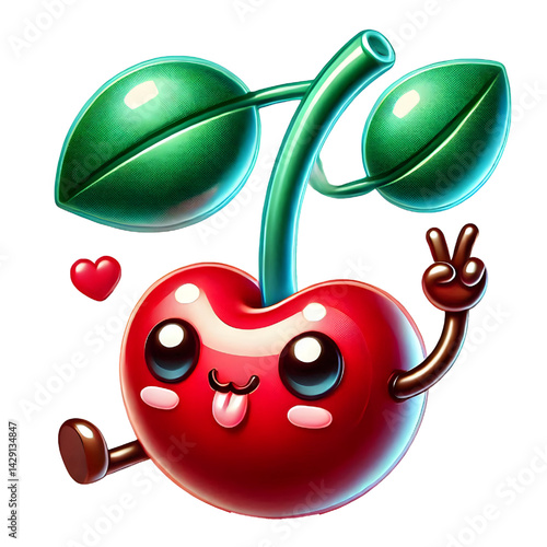 Cute 3d Cherry design isolated on white background