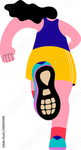 Running woman cartoon character