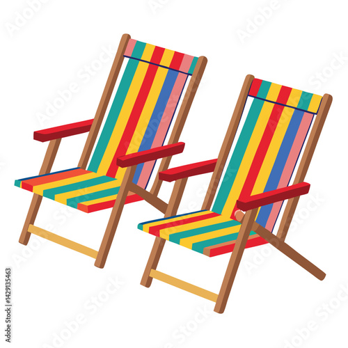 American lawn chairs set vector design clipart on white background