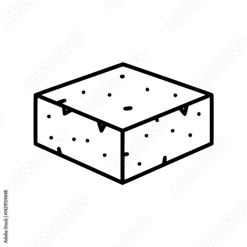 Construction outline icon of concrete block, building materials  