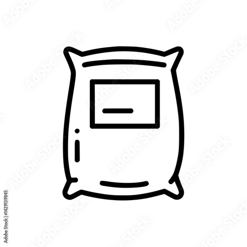 Outline icon of cement bag depicting construction materials  