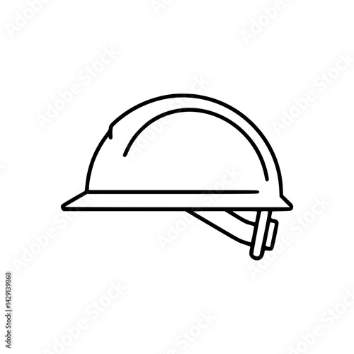 Construction safety helmet outline icon, техника безопасности на строительстве  
