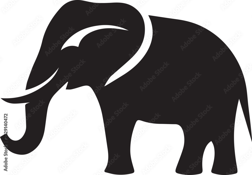 Fototapeta premium elephant head logo design silhouette style vector minimal vector art illustration on a white background 