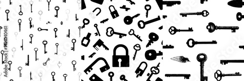 Black key icon vector illustration with diverse arrangements and styles suitable for design projects and security themes