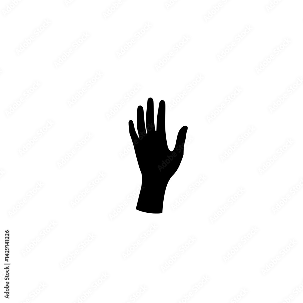Obraz premium Vector illustration of a raised hand symbolizing greeting or asking for attention in a minimalistic style