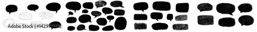 Various black speech bubble icons representing different communication styles in vector illustration format