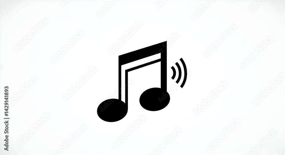 Playing Music Note Icon Black Silhouette on White Background Playing Music Note Icon Black Silhouette on White Background