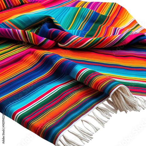 Colorful mexican blanket serape sarape fiesta stripes with fringe authentic vibrant traditional textile