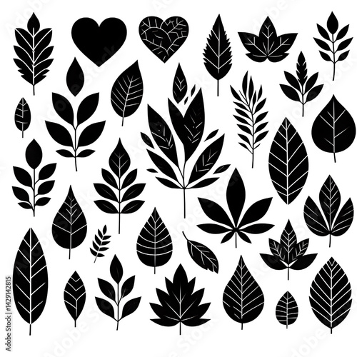seamless pattern with black leaves