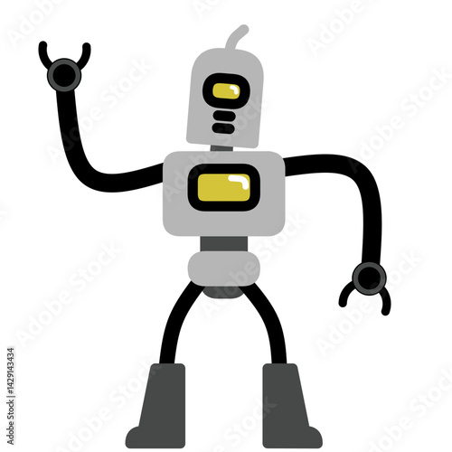 cute robot cartoon. cute grey robot character vector design simple and cool. simple vector design cheerful robot illustration, isolated on white background 