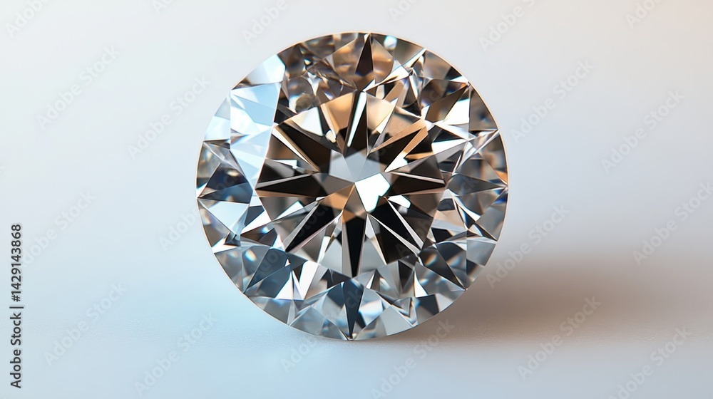 Macro view of a perfect diamond with flawless cuts and reflections, isolated on white background Macro view of a perfect diamond with flawless cuts and reflections, isolated on white background
