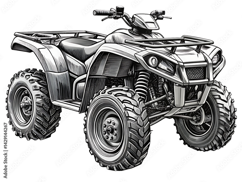 Detailed all terrain vehicle atv illustration isolated on white background Detailed all terrain vehicle atv illustration isolated on white background