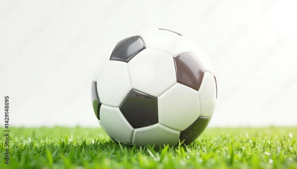 Fototapeta premium Classic football, clean white background, studio lighting, texture, winning