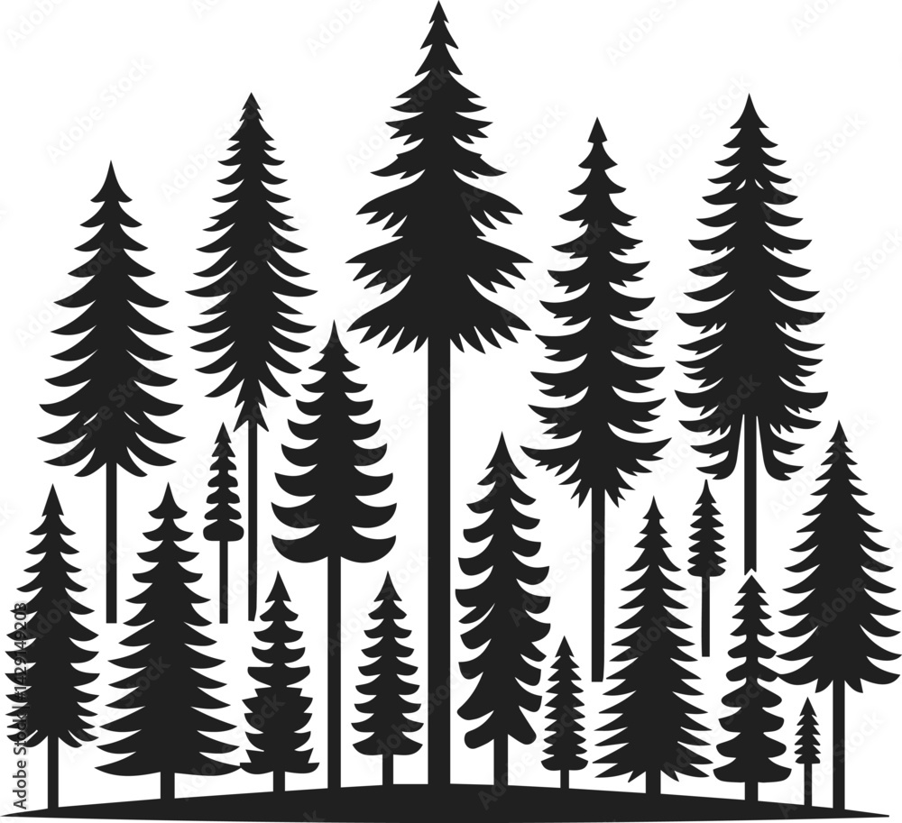 Fototapeta premium Vector Art Tree Set, collection of tree on white background