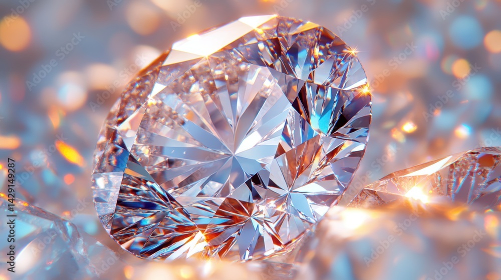 Macro shot of a flawless diamond with perfect cut and brilliant light play, isolated on white background Macro shot of a flawless diamond with perfect cut and brilliant light play, isolated on white background
