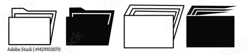 document icon set.File folder vector icons. assignment icon. contract document icon. Folder for reports and archive cases. Vector Illustration.White sheets black icon