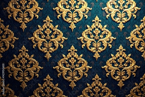 Elegant damask with intertwined floral motifs, rich detail , background, floral, luxury