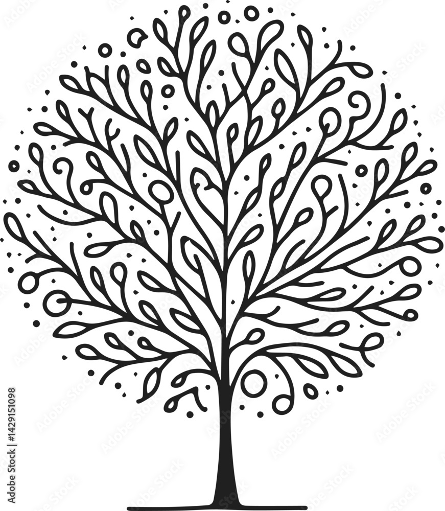 Fototapeta premium Very Simple Minimalist LineArt Tree Vector Art for Design, Tree Design Elements