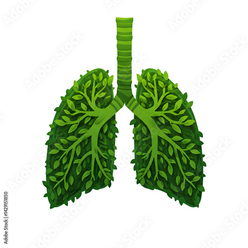World Lung Day - a leafy green lung icon with a branch texture