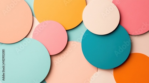 Overlapping pastel circles create a colorful abstract design