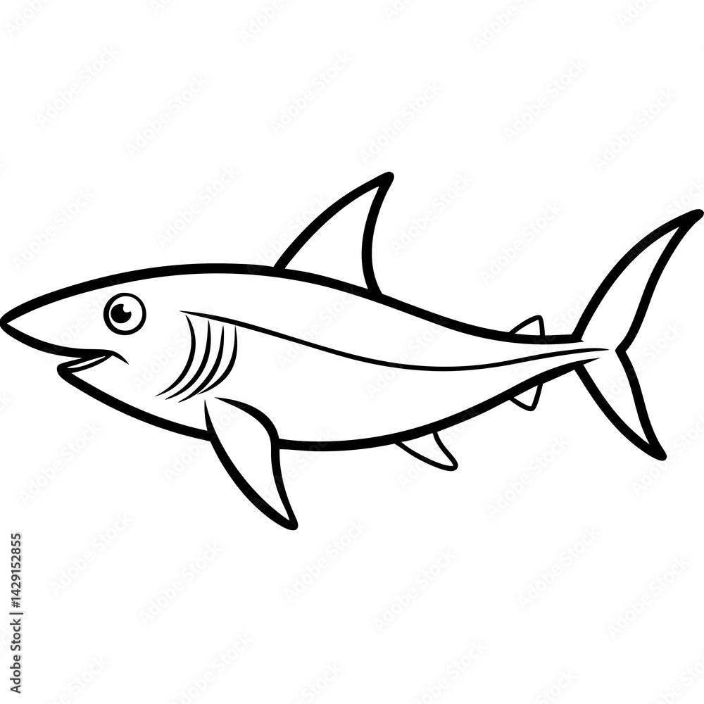 Fototapeta premium Mako Shark in Clean Line Design