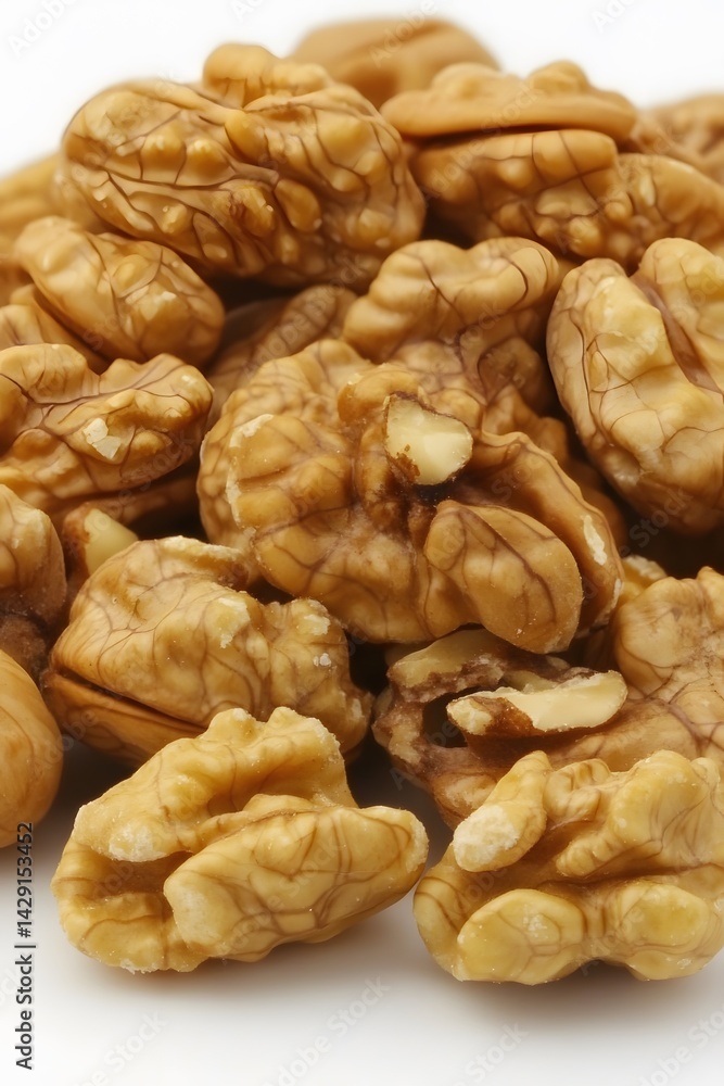 Close-up of Shelled Walnuts Pile Brown Nuts Close-up of Shelled Walnuts Pile Brown Nuts