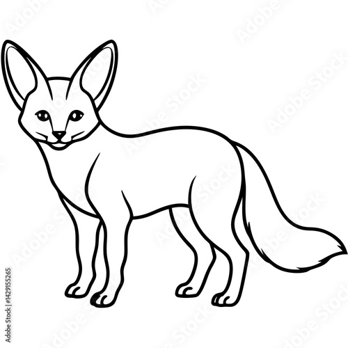 Minimal Fennec Fox Line Drawing Vector Design